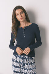 Women'secret Blue cotton long sleeve T-shirt blue