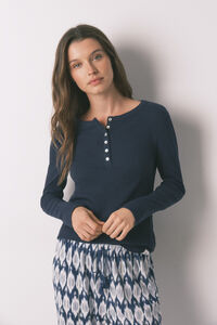 Women'secret Blue cotton long sleeve T-shirt