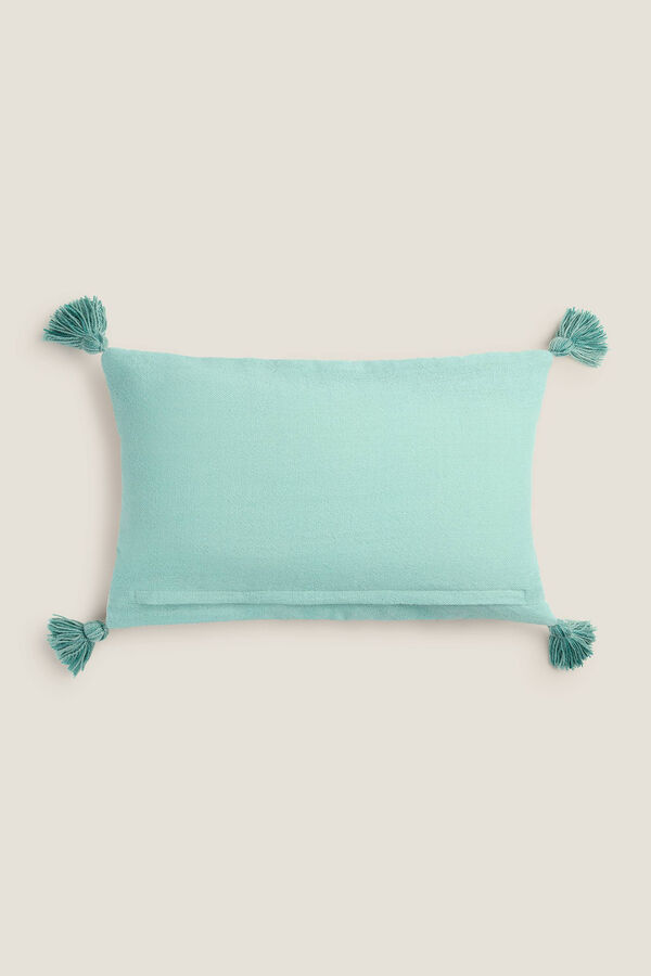 Womensecret Embroidered pompoms cushion cover blue