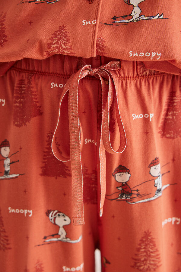 Womensecret Pidžama Snoopy na kopčanje od 100 % pamuka Narančasta