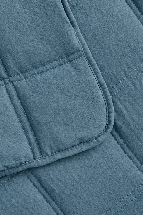 Textura Colcha xadrez de microfibra azul