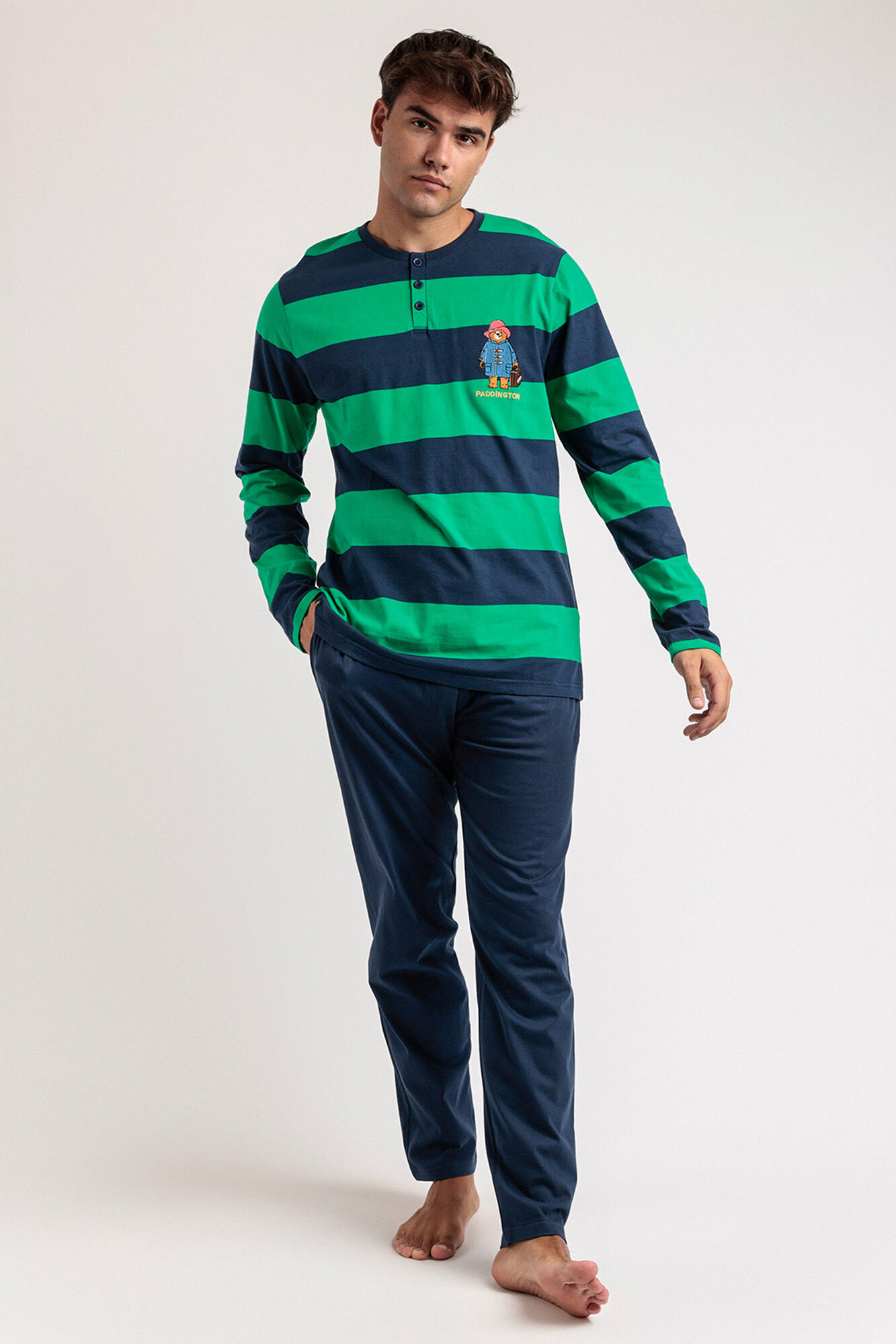 Admas Pijama largo rayas Rugby Paddington para hombre