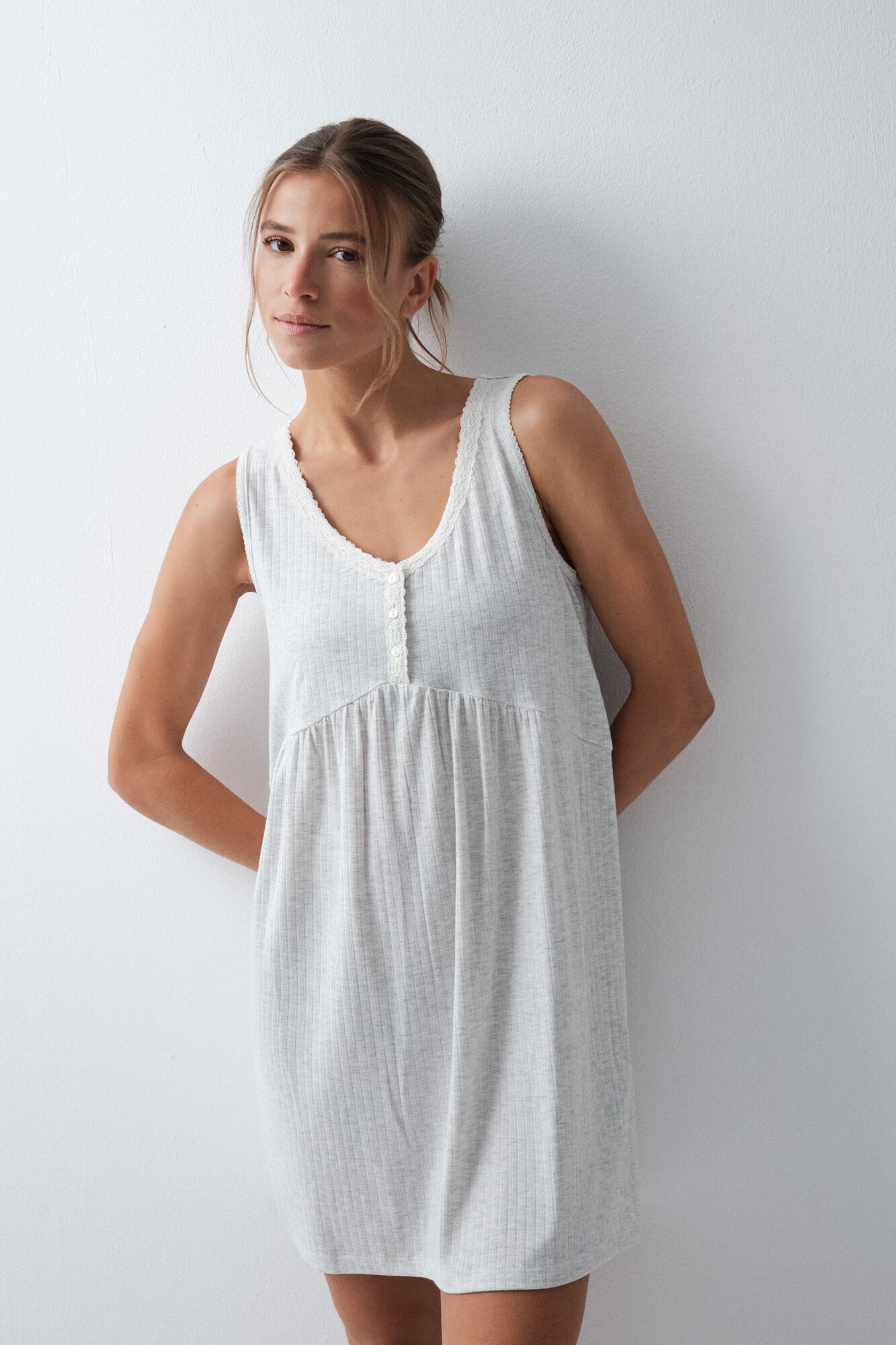 Women'secret Grey sleeveless short nightgown