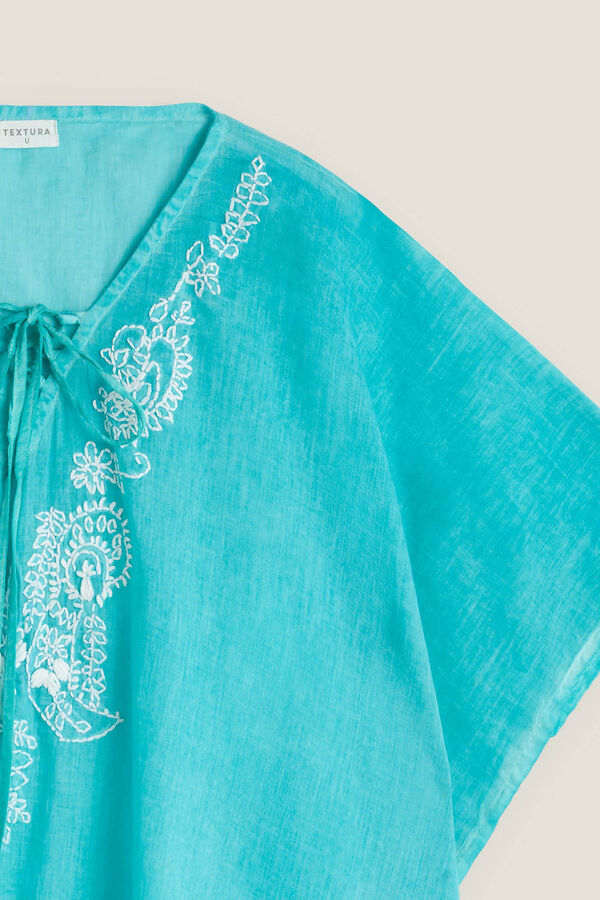 Womensecret Cotton tunic with embroidered detail Tirkizna