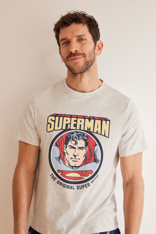 Womensecret Muška pidžama od 100% pamuka Superman Siva