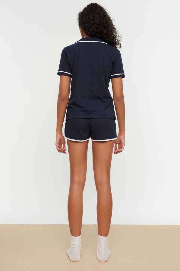 Trendyol Conjunto de pijama camisero corto azul
