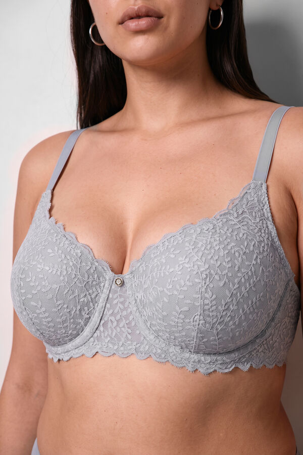 Women'secret Blue lace padded balconette bra BEAUTIFUL blue