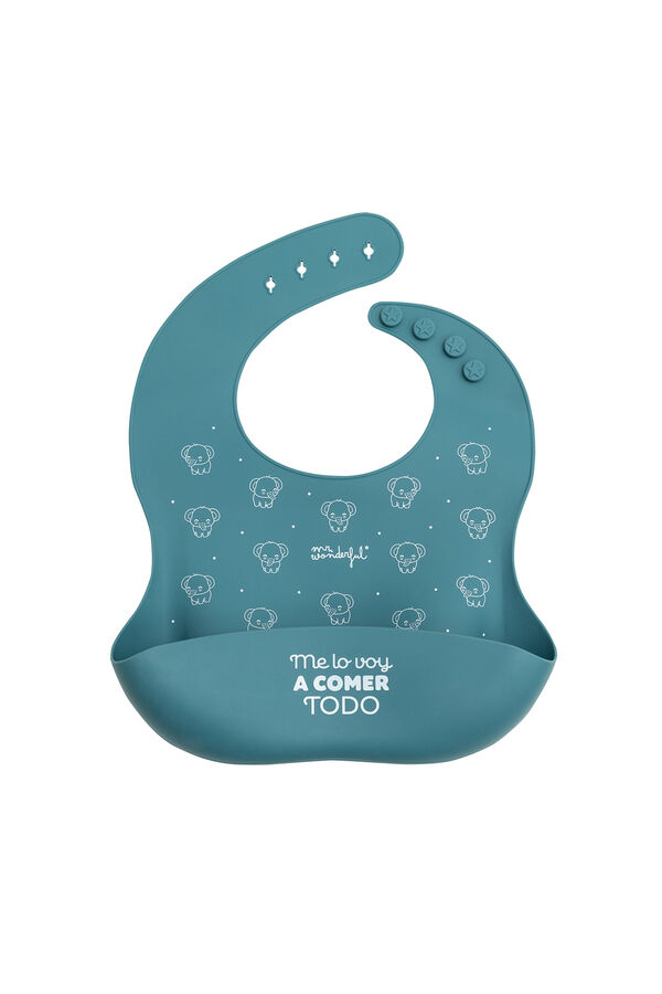 Mr. Wonderful Babero de silicona azul Me lo voy a comer todo estampado