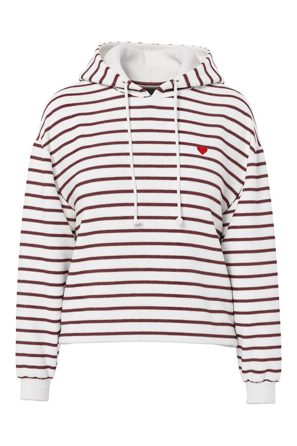 Pieces Striped embroidered sweatshirt white