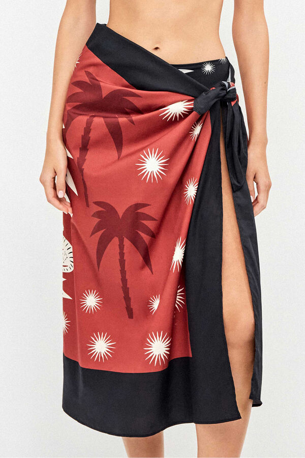 Gisela 100% cotton printed sarong skirt white