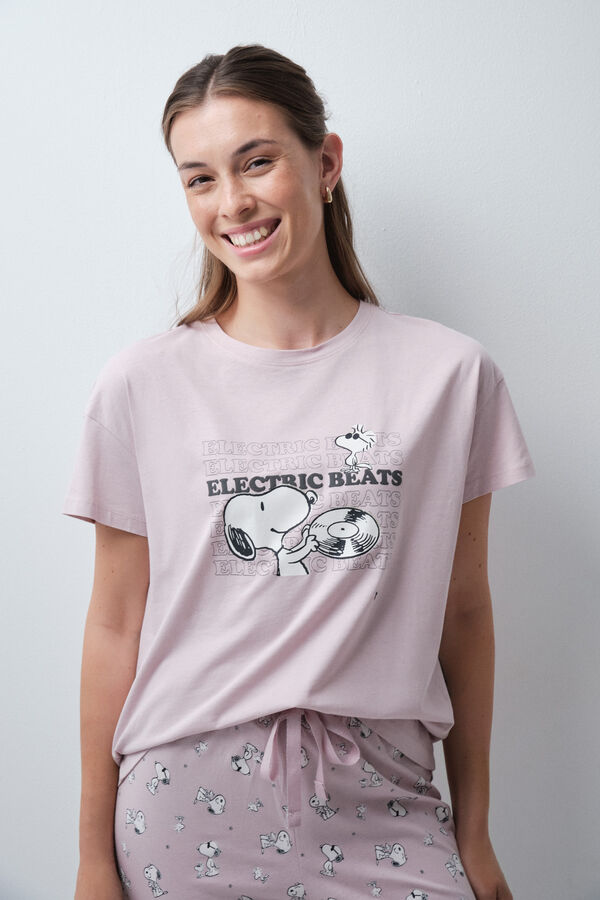Women'secret Pyjama long en coton Snoopy rose rose