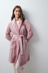 Women'secret Pink fleece long wrap robe pink