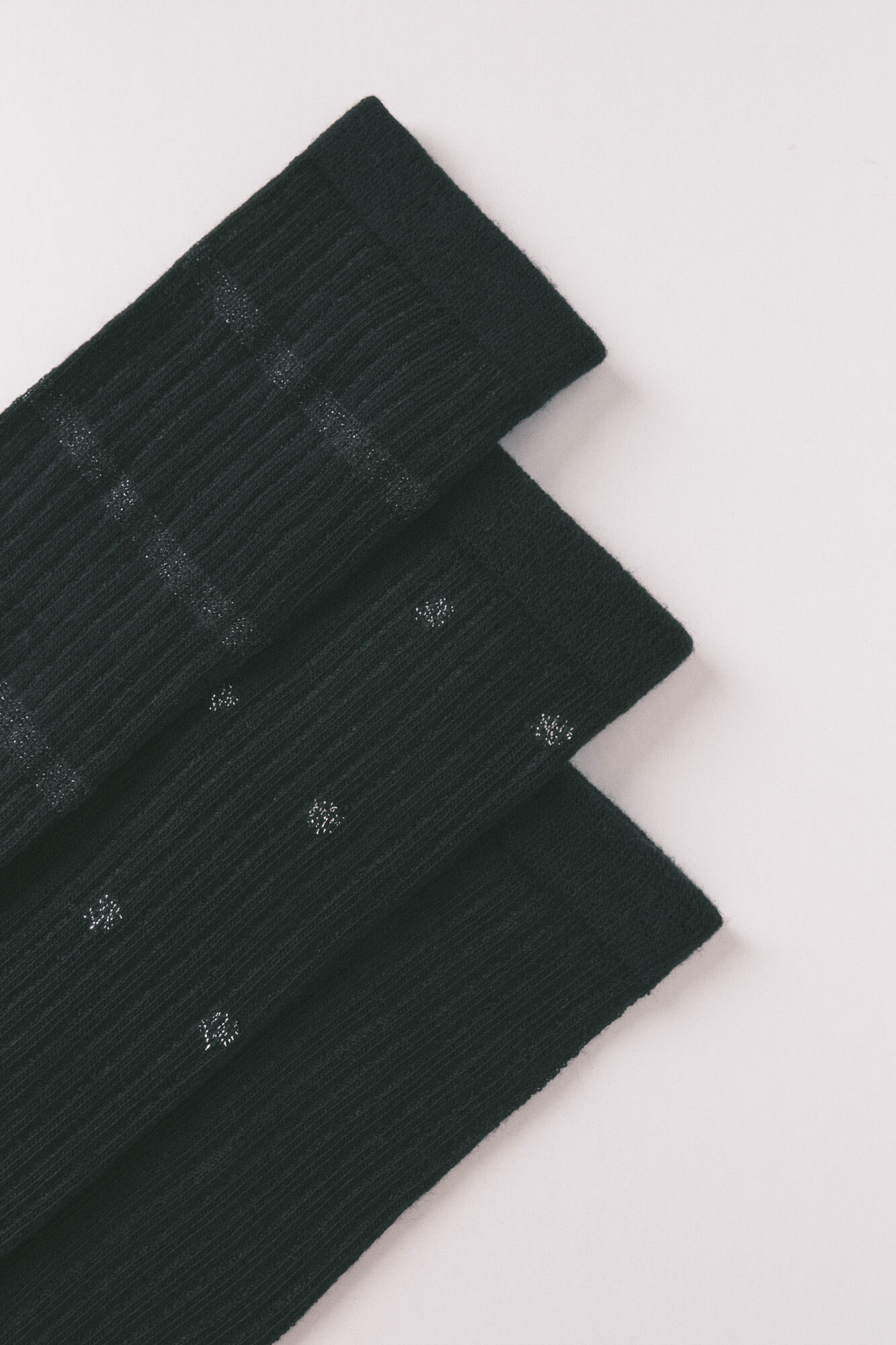 Women'secret Pack of 3 long black shiny cotton socks