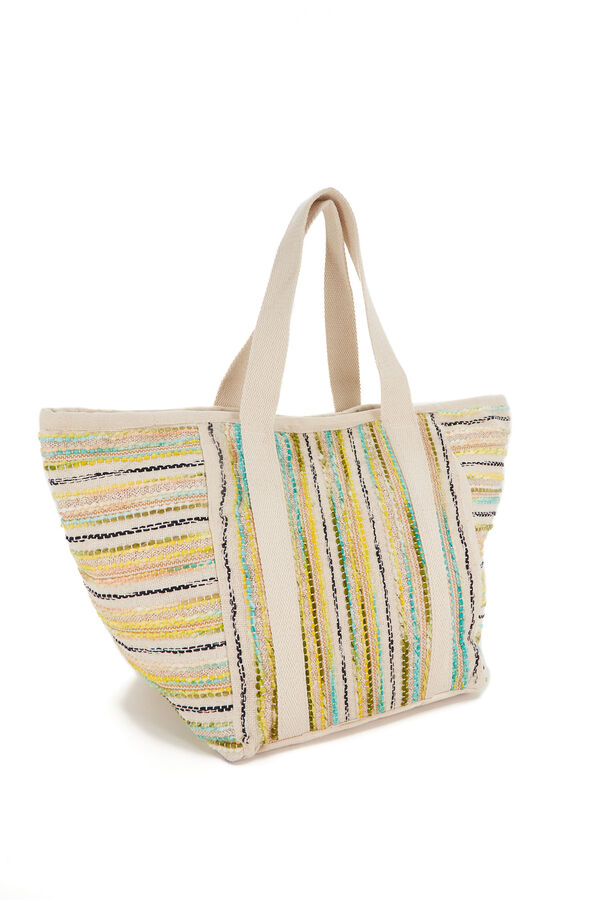 Womensecret Beach bag with yellow striped print rávasalt mintás