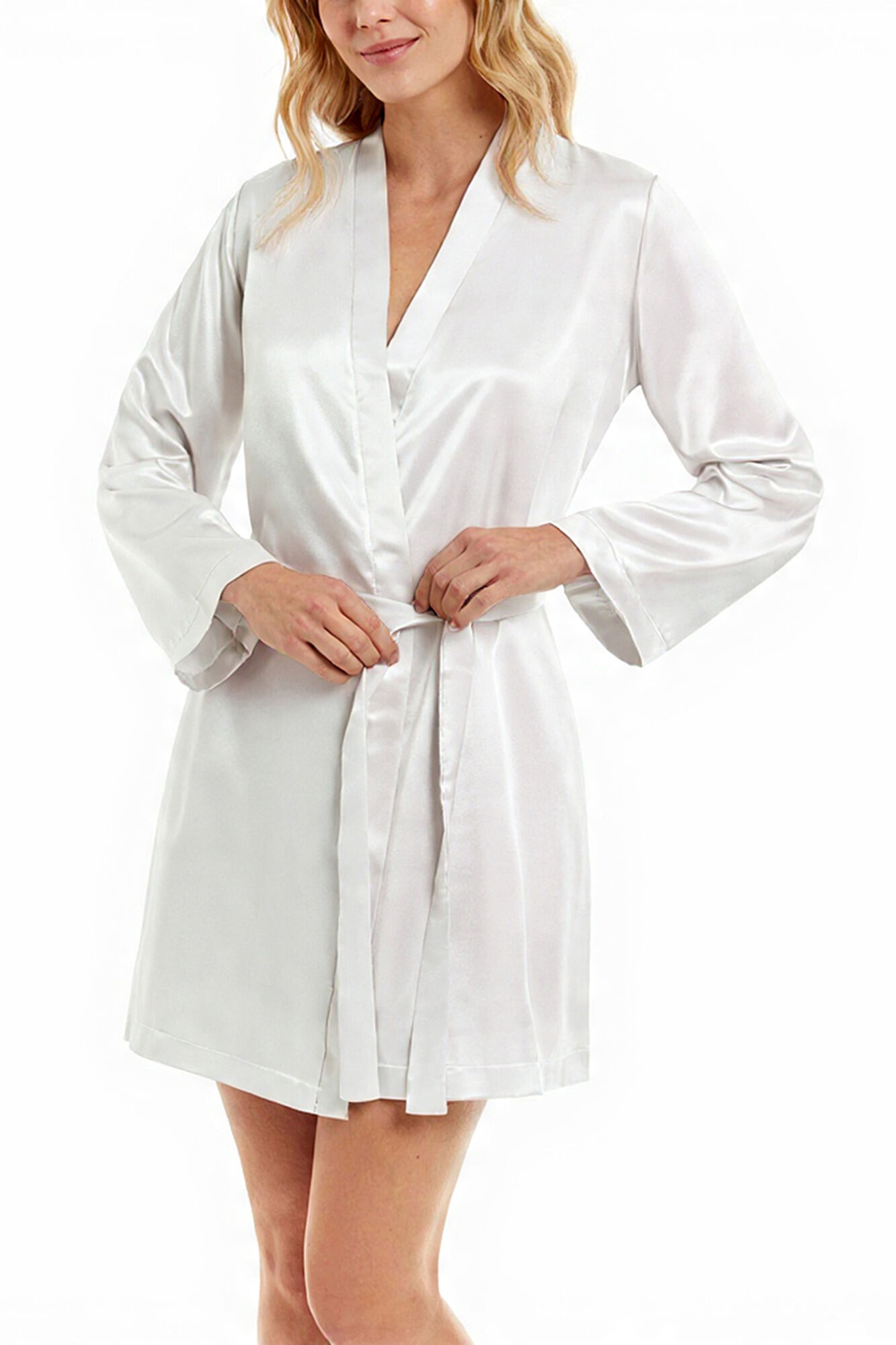 Ivette Bridal Kurzer Basic Satin-Morgenmantel
