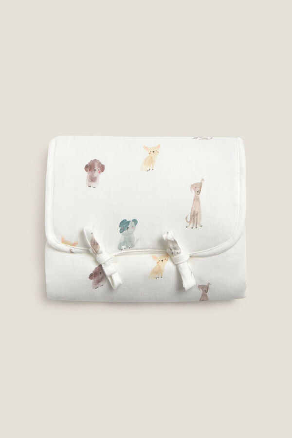 Textura Wickelauflage aus Baumwolle mit Gesichtern Weiß