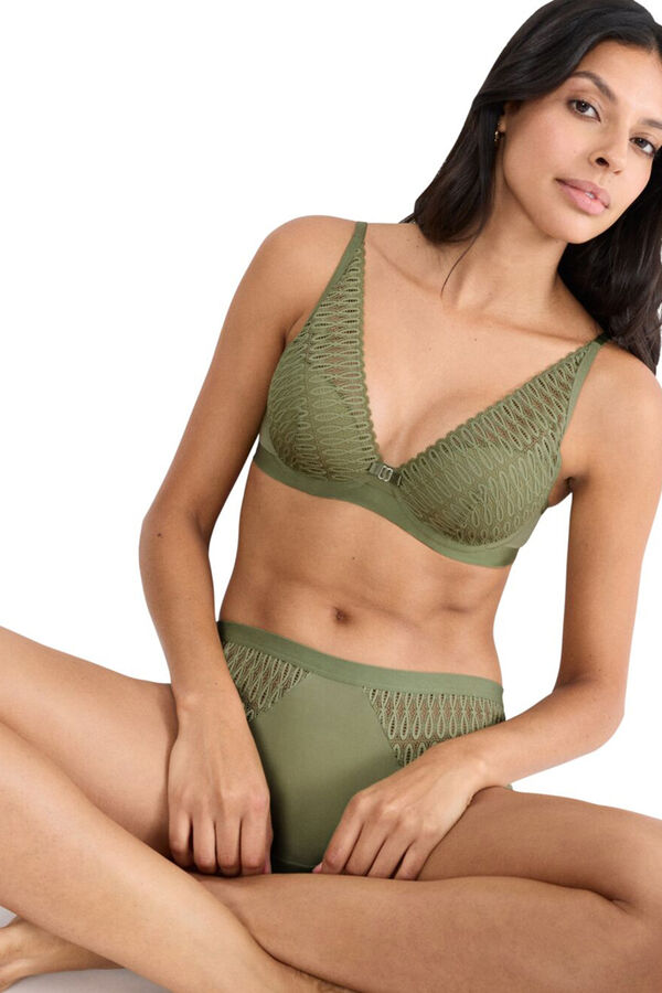 Triumph Sujetador escote profundo encaje estampado verde