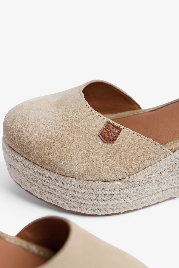 Popa Cantalar split leather low wedge sandal brown