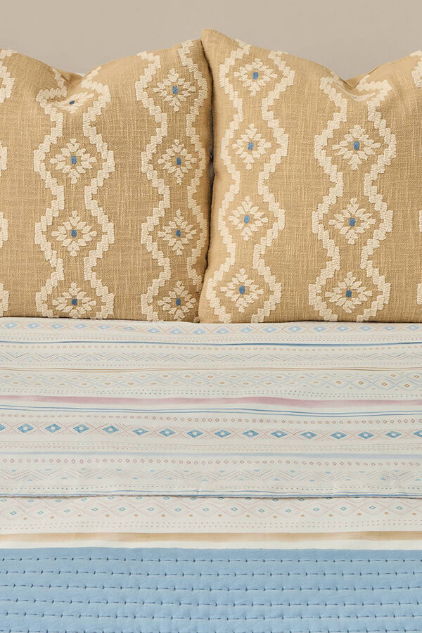 Textura Bedrucktes Satin-Bettlaken Blau