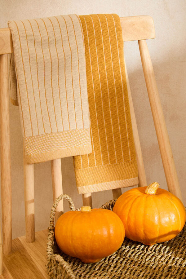 Calma House Mustard terry cloth set of 2 kitchen towels Lisboa 50x50 printed