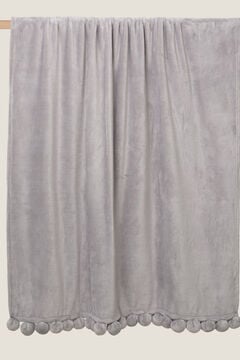 Womensecret Manta polar pompons 120 x 180 cm. cinzento