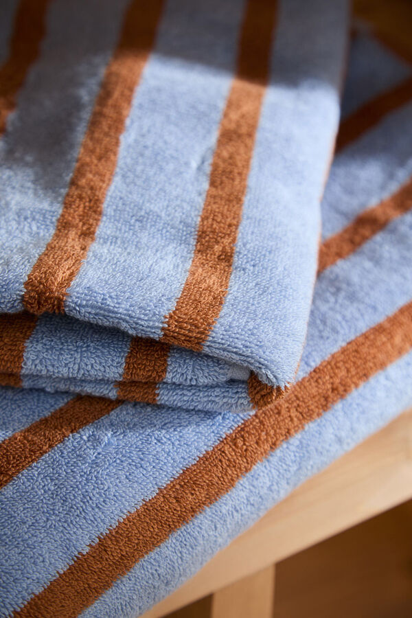 Calma House Blue striped terry cotton bath sheet Saturn 90x150 blue