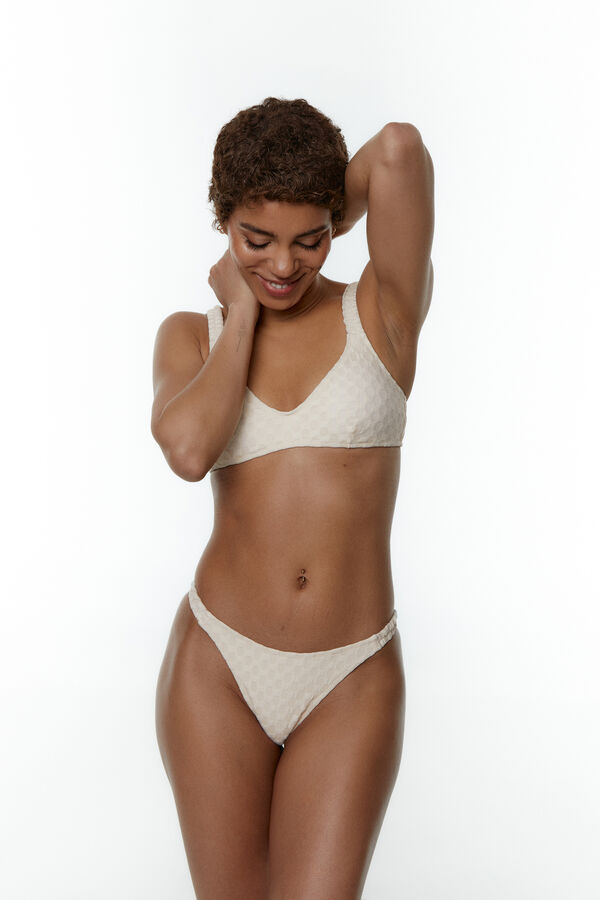 Womensecret Cream Brazilian bikini bottoms with gathered sides barna