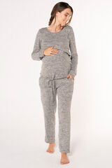 Womensecret Comfy maternity crossover T-shirt + trousers set gris