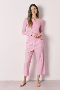 Women'secret Pink cotton gingham print long pyjamas