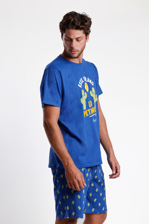 Womensecret MR WONDERFUL Cactus short-sleeved pyjamas for men Blau