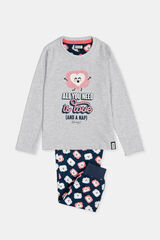 Mr. Wonderful Girl's long-sleeved pyjamas - Love Mr Wonderful grey