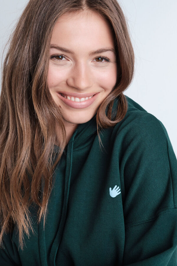 HI&BYE Zelena plišana duks sa kapuljača Zelena