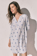 Women'secret Palm print striped short camisole blue