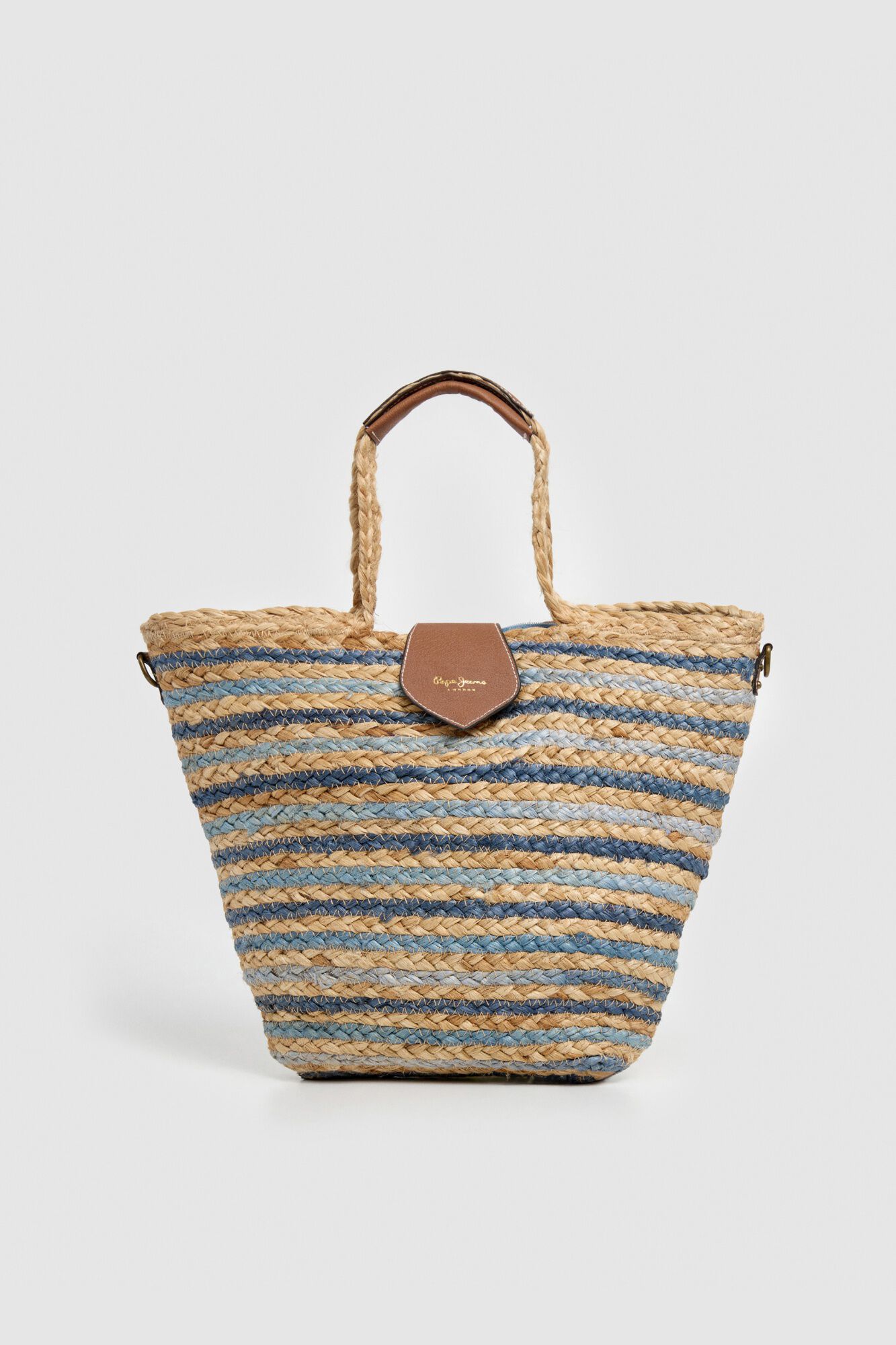 Pepe Jeans Bolso rafia trenzada rayas asas