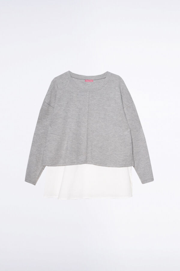 Ohma! Jersey de lactancia con camisa falsa gris