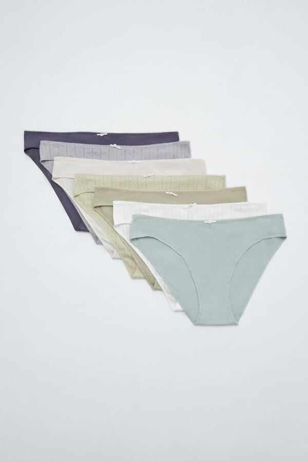 Women'secret Pack of 7 classic cotton textured panties white