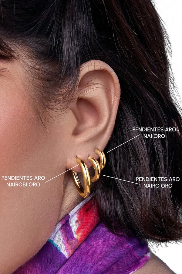 Womensecret Gold Nairobi Hoop Earrings rávasalt mintás