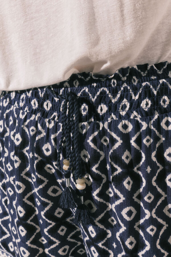 Women'secret Short imprim&eacute; g&eacute;om&eacute;trique bleu bleu