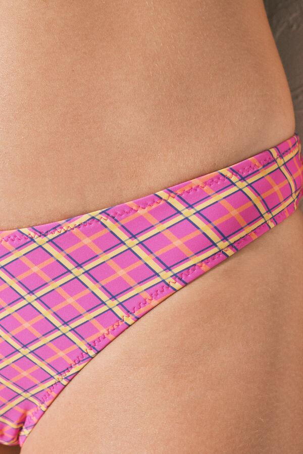 Women'secret Culotte de bikini br&eacute;silienne imprim&eacute;e &agrave; carreaux rose rose