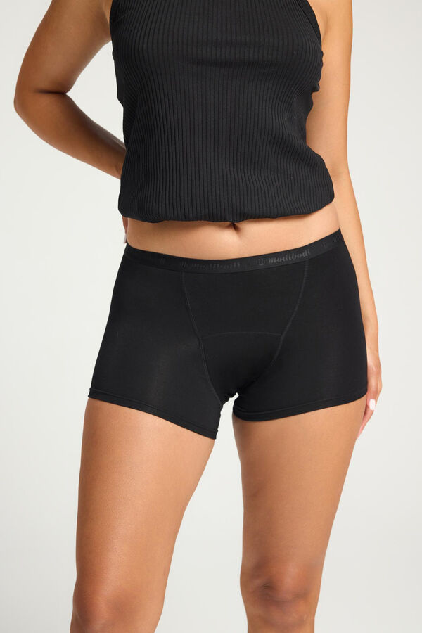 Modibodi Braga menstrual cl&aacute;sica boyshort bamb&uacute; negra absorci&oacute;n moderada abundante negro