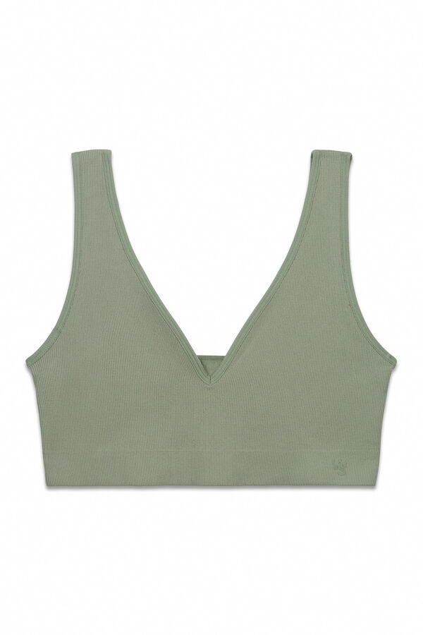 Women'secret Kaki jednobojni halter top čistog kroja Kaki