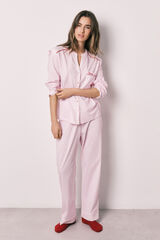 Women'secret Cotton mandarin collar long pyjamas pink