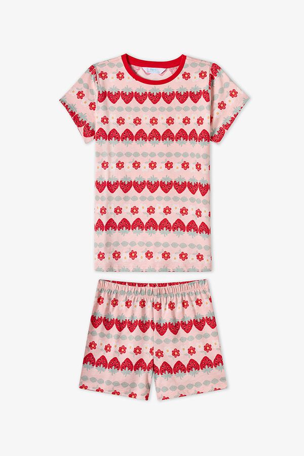 Penti Pack 2 pijamas cortos infantiles fresas rojo