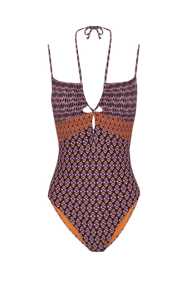 Womensecret Kupaći kostim s trakama na izrezu i patchworkom Print
