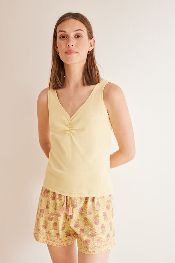 Womensecret Short yellow cotton pyjamas  Narandžasta