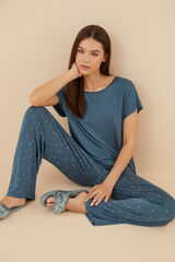 Womensecret Pyjama lang Blumen Blau Grün