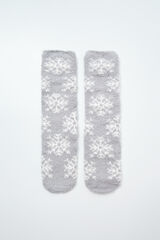 Women'secret Snowflake print long socks grey