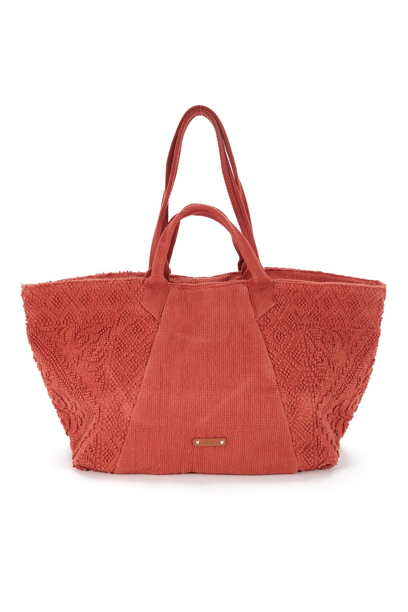 Abbacino  Mala de praia em algod&atilde;o bordada laranja