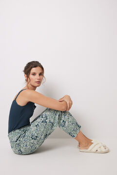 Womensecret Pantalón carrot viscosa print flores verde