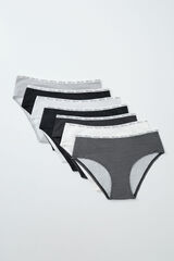 Women'secret Pack 7 bragas anchas algod&oacute;n estampado B&W printed